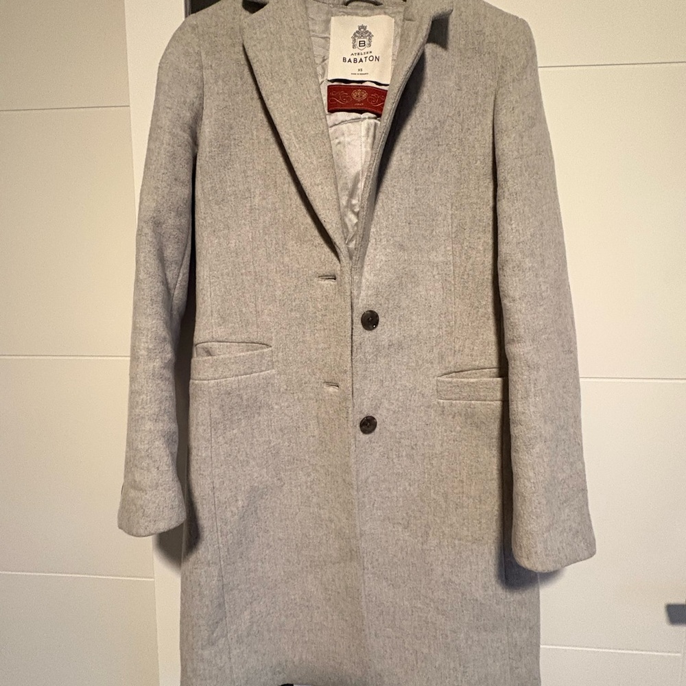 Babaton Light Gray Wool Coat